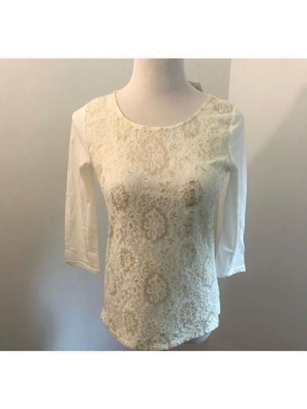 New! Loft Long Sleeve Lace Top Sz XS